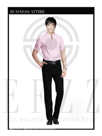 時(shí)尚粉色男裝短袖襯衫服裝款式圖048