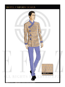 金色男款水療SPA服務員制服設計圖195