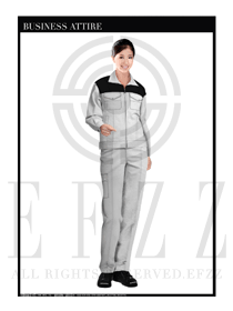 灰色春秋女款工程服服裝設計圖1012