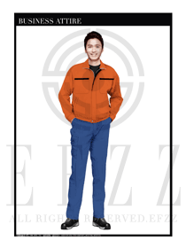 時(shí)尚桔黃色春秋男款工程服服裝款式圖1017