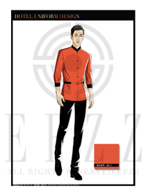 時(shí)尚橙黃色男款水療SPA服務(wù)員服裝款式圖200