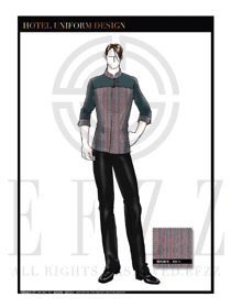 黃藍(lán)色男款酒店民族特色制服設(shè)計(jì)圖173