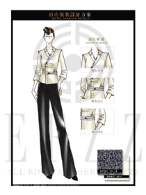 時(shí)尚卡其色女款酒店民族特色制服設(shè)計(jì)圖175