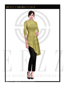 時尚嫩黃色女款按摩技師制服設(shè)計圖1344