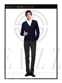 深藍色男款酒店客房服務(wù)員制服設(shè)計圖563