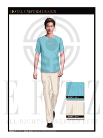 時尚藍色女款按摩技師制服設計圖1354