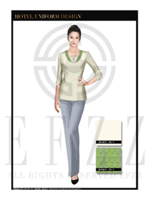 卡其色女款按摩技師款式設(shè)計(jì)圖1359