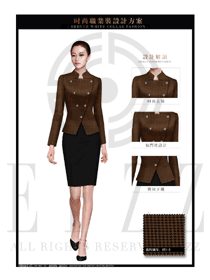 咖啡色女款OL通勤職業(yè)裝款式設計圖1377