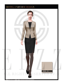 時尚米色女款酒店總臺大堂服務(wù)員服裝設(shè)計(jì)圖985