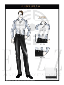 白色男款餐飲西餐服務(wù)員制服設(shè)計圖1235