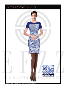 時尚青花瓷女款按摩技師制服設(shè)計圖1360