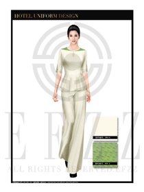 卡其色短袖顯氣質(zhì)女款按摩技師款式設(shè)計(jì)圖1361