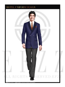 時(shí)尚藍(lán)紫色男款酒店總臺(tái)大堂服裝款式設(shè)計(jì)圖987