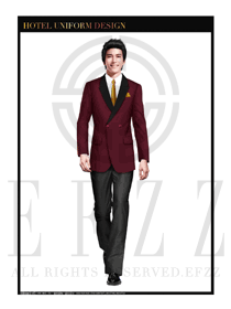 酒紅色男款大堂經(jīng)理制服設(shè)計(jì)圖988