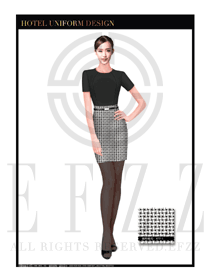 黑色修身款酒店大堂經(jīng)理制服設(shè)計圖990