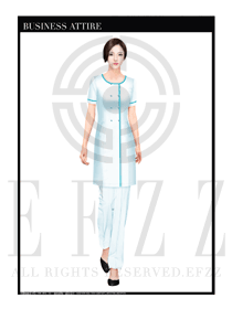 時尚圓領(lǐng)長裙款按摩技師制服設(shè)計圖1375