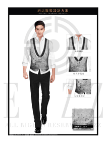 灰色水墨畫男款西餐廳服務(wù)員制服設(shè)計圖1251