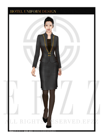 時尚黑色短裙款酒店大堂服裝款式設(shè)計圖995