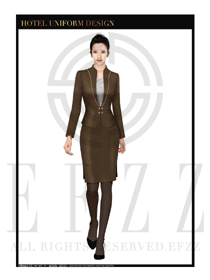 咖啡色短裙款職業(yè)套裝大堂經(jīng)理制服設(shè)計(jì)圖1002