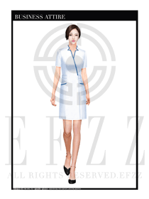 時尚白色短袖長裙款按摩技師服裝款式設(shè)計圖1381