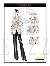 時(shí)尚卡其色女款酒店西餐廳領(lǐng)班制服設(shè)計(jì)圖085