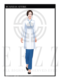 白色長袍款按摩技師制服設(shè)計圖1384