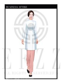 白色長袖修身顯瘦款按摩技師制服設(shè)計圖1386