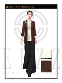 時(shí)尚玫紅色中式制服酒店大堂服裝款式設(shè)計(jì)圖1011