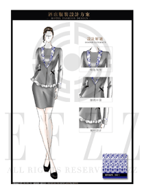 時(shí)尚淺灰色短裙款職業(yè)裝大堂經(jīng)理制服設(shè)計(jì)圖1016
