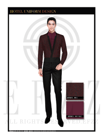紅色時(shí)尚中餐廳男款服務(wù)員服裝款式設(shè)計(jì)圖1743