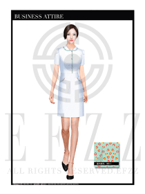 時(shí)尚白色花邊短袖長裙款按摩技師制服設(shè)計(jì)圖1400