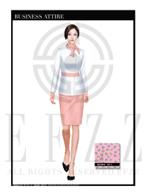 白色長(zhǎng)袖修身套裙款按摩技師服裝款式設(shè)計(jì)圖1405