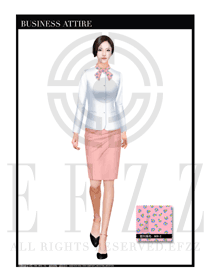 時(shí)尚白色長袖套裙款按摩技師制服設(shè)計(jì)圖1408