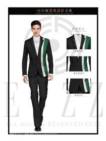 時(shí)尚黑色韓版男職業(yè)裝西服制服設(shè)計(jì)圖423