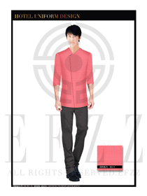 粉紅色男款中餐服務員服裝款式設計圖1757