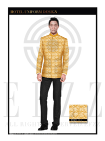 金色百合花男款中餐服務(wù)員服裝款式設(shè)計圖1759