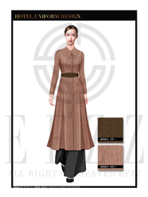 黃色長裙款酒店中餐廳迎賓制服設(shè)計(jì)圖814