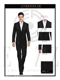 黑色時尚修身款男職業(yè)裝西服制服設(shè)計(jì)圖439