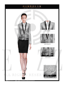 灰色水墨畫修身款大堂經(jīng)理制服設(shè)計圖1044
