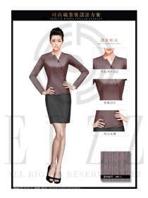 時(shí)尚黃藍(lán)色女秋冬職業(yè)裝制服款式設(shè)計(jì)圖1427