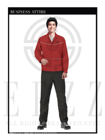 淺紅色長袖男款4S店春秋工程服制服設計圖1165