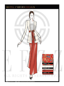 卡其色男款酒店中餐迎賓制服設(shè)計(jì)圖824