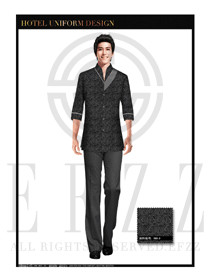 時(shí)尚黑色修身版男款中餐服務(wù)員服裝款式圖1778