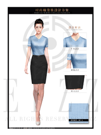 粉藍(lán)色ol時(shí)尚女職業(yè)裝夏裝制服設(shè)計(jì)圖685