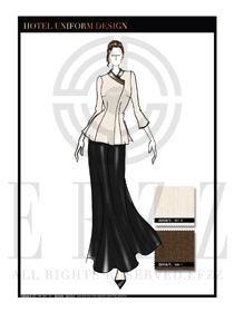 卡其色女款酒店中餐迎賓制服設(shè)計圖828
