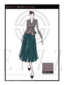 原創(chuàng)手繪女款中餐迎賓服裝款式設計圖831
