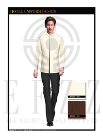 米白色長袖男款中餐服務(wù)員制服款式設(shè)計圖1783
