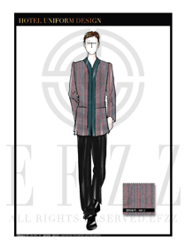 時(shí)尚黃藍(lán)色長(zhǎng)袖男款中餐服務(wù)員制服設(shè)計(jì)圖1798