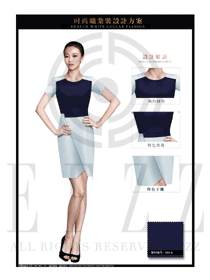 藍色連衣裙款ol職業(yè)裝夏裝制服設計圖715
