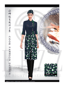 時尚藏青色女款西餐廳廚師服款式設(shè)計圖435